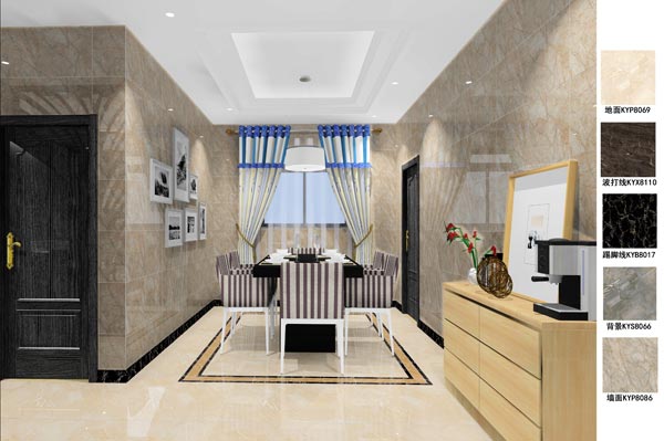 Z6官网瓷砖利用成效：徐州开元翡翠湾F户型装建成效鉴赏